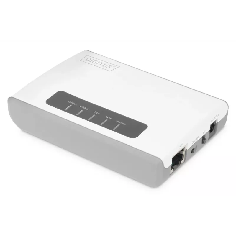 DIGITUS 2 prievadų USB 2.0 Wi-Fi tinklo serveris NAS USB šakotuvas spausdinimo serveris