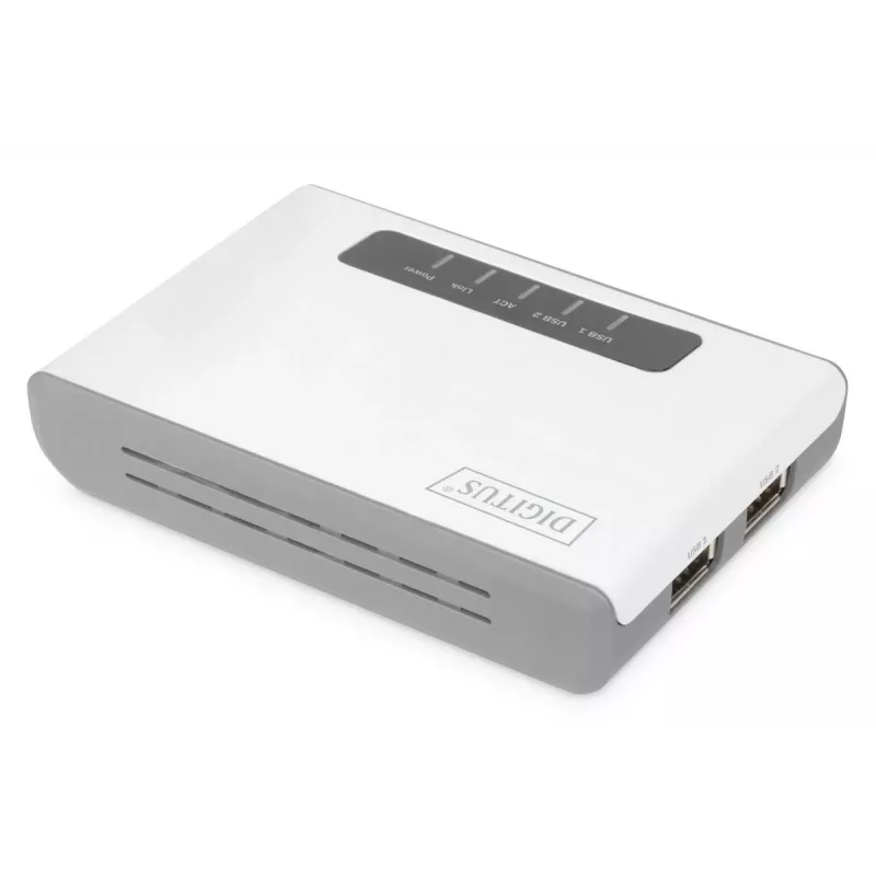 DIGITUS 2 prievadų USB 2.0 Wi-Fi tinklo serveris NAS USB šakotuvas spausdinimo serveris