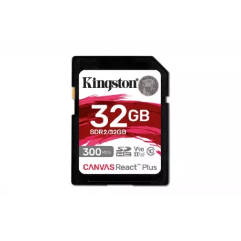 Kingston Technology 32GB Canvas React Plus SDHC UHS-II 300R/260W U3 V90, skirta Full HD/4K/8K