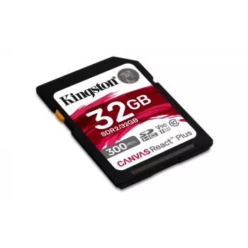 Kingston Technology 32GB Canvas React Plus SDHC UHS-II 300R/260W U3 V90, skirta Full HD/4K/8K