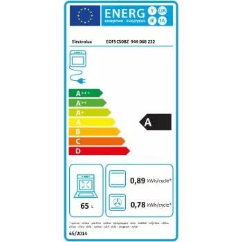Įmontuojama elektrinė orkaitė Electrolux EOF5C50BZ, 65 L, katalizinis valymas, 8 programos, A klasė, juoda