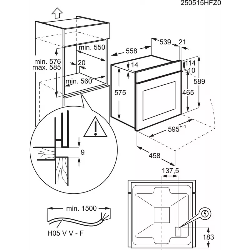 Electrolux EOF3H50BX 65 L nerūdijančiojo plieno