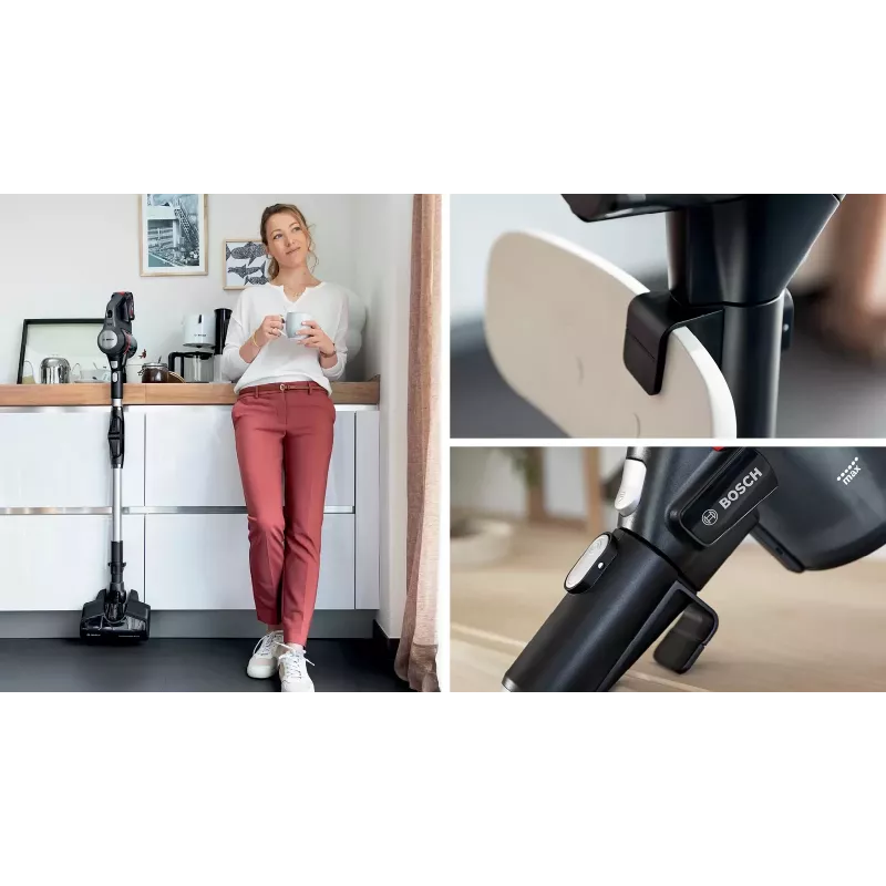 Bosch BBS712A bekontaktis dulkių siurblys/elektrinis šluotražis 2-in-1 bekontaktis dulkių siurblys, baterija, sausas, higieninis filtras, be maišelio, 0,3 l, grafitas