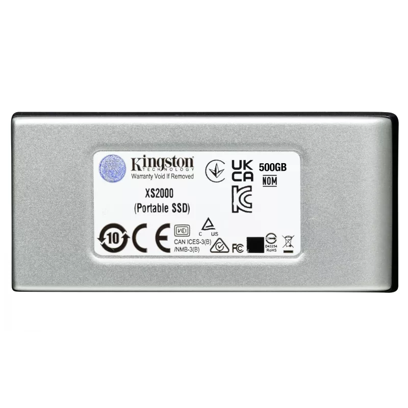 Kingston Technology 4000G PORTABLE SSD XS2000, 4 TB, USB Type-C, 3.2 Gen 2 (3.1 Gen 2), 2000 MB/s, juoda, sidabrinė