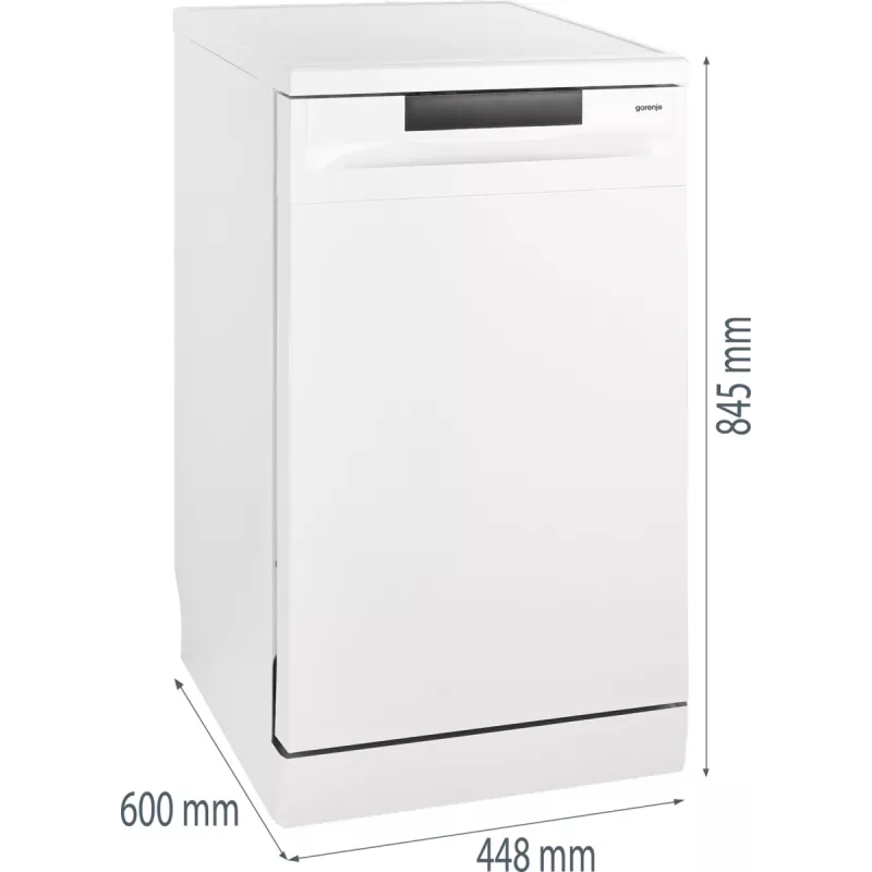 Laisvai pastatoma indaplovė Gorenje GS520E15W — 9 komplektai, 47 dB, 448×600×845 mm, 9 l/ciklas