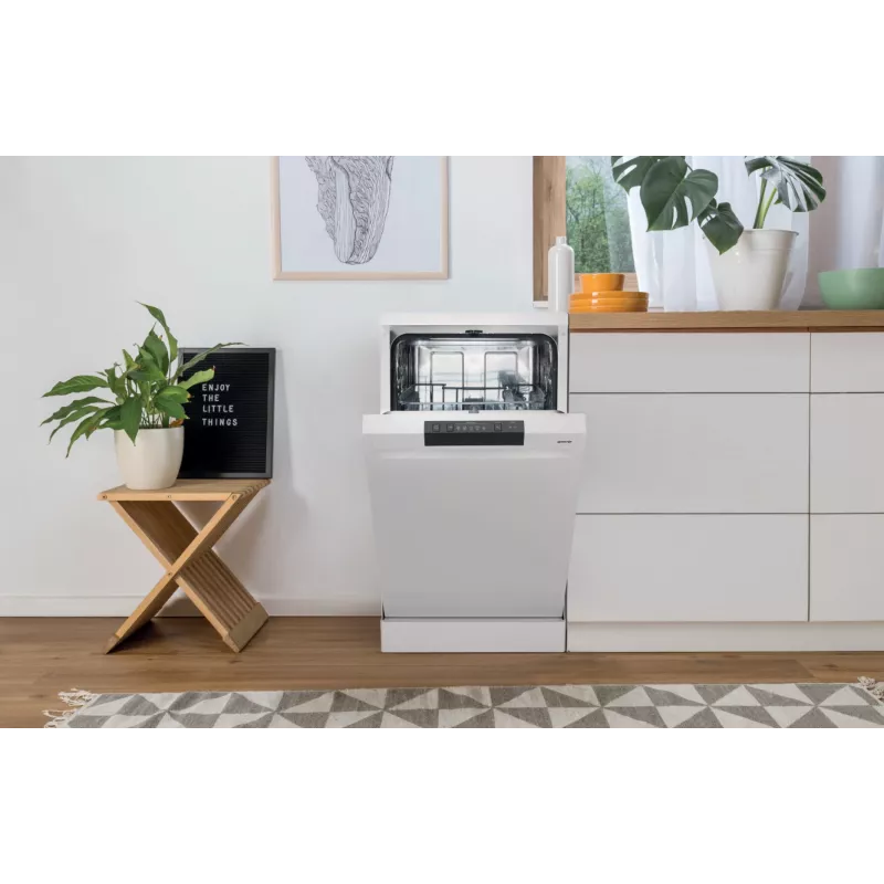 Laisvai pastatoma indaplovė Gorenje GS520E15W — 9 komplektai, 47 dB, 448×600×845 mm, 9 l/ciklas