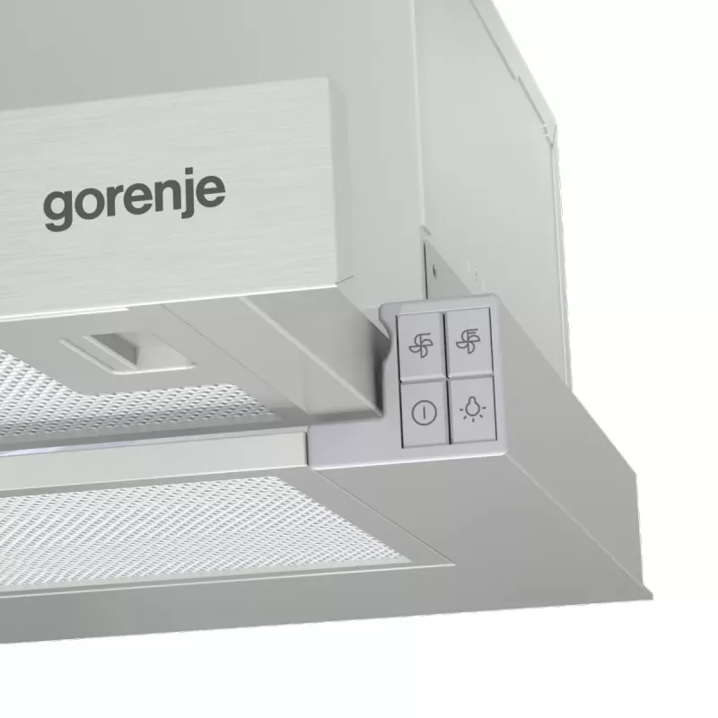 Įmontuojamas gartraukis Gorenje TH62E3X, aliuminio filtras, triukšmo lygis: vidutinis