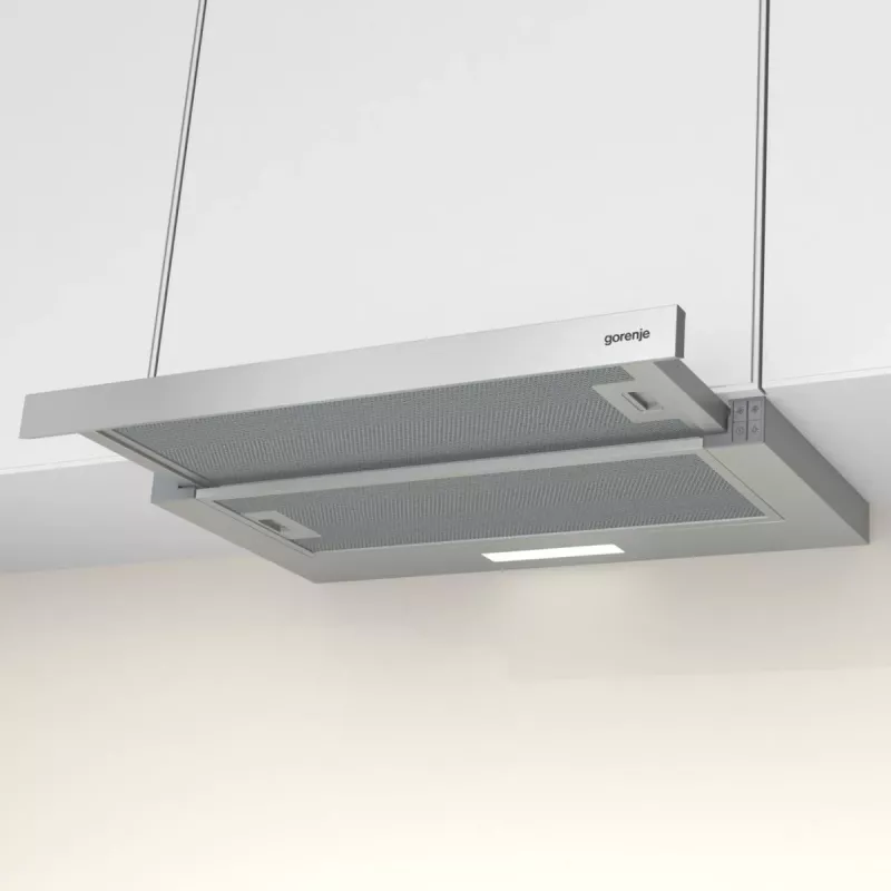 Įmontuojamas gartraukis Gorenje TH62E3X, aliuminio filtras, triukšmo lygis: vidutinis