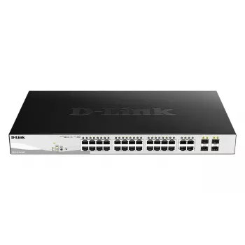 Valdomas L2 gigabito PoE komutatorius D-Link DGS-1210-24P — 24x 10/100/1000 RJ-45, IEEE 802.3af/at, 56 Gbit/s, montuojamas į stovą, juodas