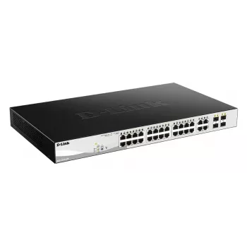 Valdomas L2 gigabito PoE komutatorius D-Link DGS-1210-24P — 24x 10/100/1000 RJ-45, IEEE 802.3af/at, 56 Gbit/s, montuojamas į stovą, juodas