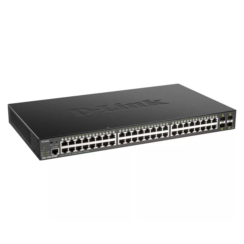D-Link 48 prievadų Gigabit išmanusis valdomas jungiklis su 4 x 10G SFP+, 370 W