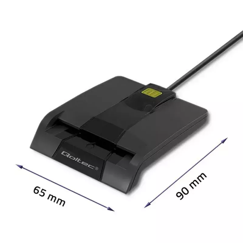 Kortelių skaitytuvas QOLTEC 50634 USB Type-C, ABS korpusas, 90×69 mm, 1,0 m laidas, juodas