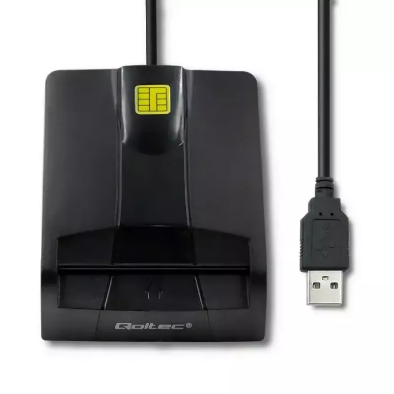 Kortelių skaitytuvas QOLTEC 50634 USB Type-C, ABS korpusas, 90×69 mm, 1,0 m laidas, juodas