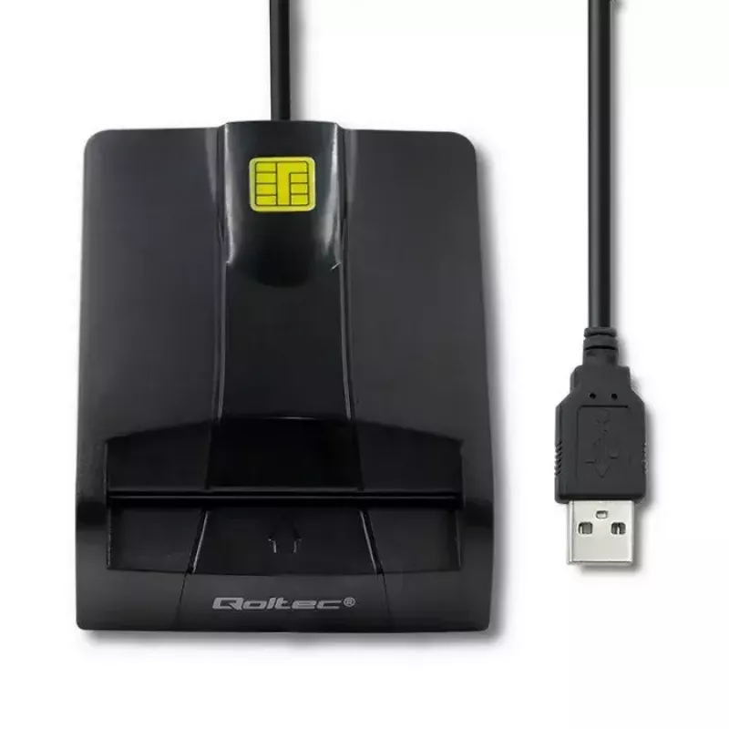 Kortelių skaitytuvas QOLTEC 50634 USB Type-C, ABS korpusas, 90×69 mm, 1,0 m laidas, juodas