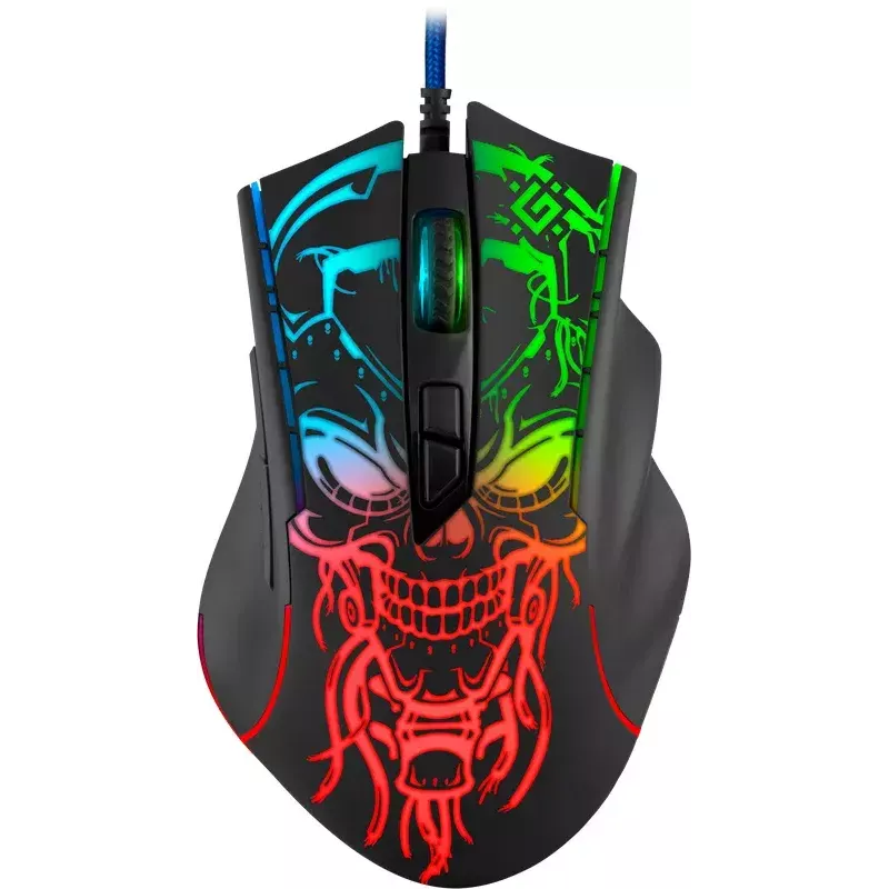 Gaming pelė DEFENDER BULLETSTORM GM-928 — optinė, 7200 DPI, ambidekstrinė, 6–7 mygtukai, USB Type-A, juoda