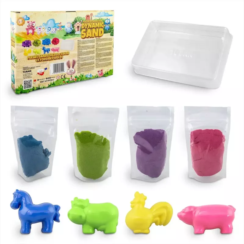 Vaikiškas kinetinis smėlis Tuban DYNAMIC SAND SET – FARM Daugiaspalvis