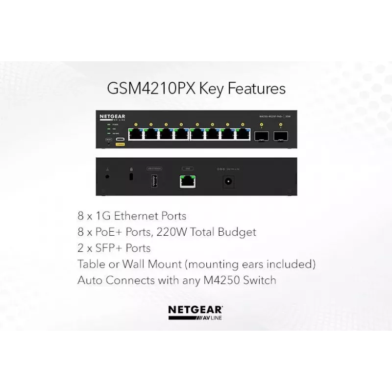 Valdomas jungiklis NETGEAR GSM4210PD-100EUS 8x1G PoE+ 110W 1xSFP