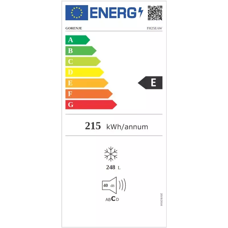 Gorenje FH25EAW Šaldiklis Laisvai pastatomas 248 L Baltas