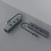 USB-C šakotuvas SAVIO AK-57 su 3× USB-A, RJ-45 Gigabit Ethernet (5000 Mbit/s), aliuminio pilka