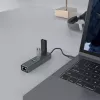 USB-C šakotuvas SAVIO AK-57 su 3× USB-A, RJ-45 Gigabit Ethernet (5000 Mbit/s), aliuminio pilka