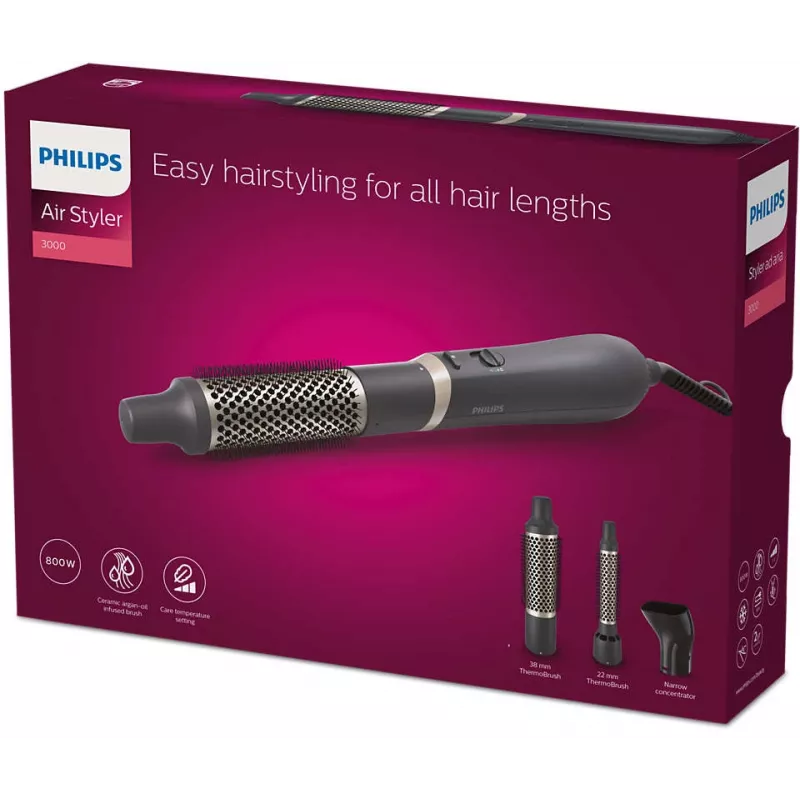 Philips 3000 series BHA301/00 plaukų formavimo įrankis Plaukų formavimo rinkinys Šilta juoda 800 W 1,8 m
