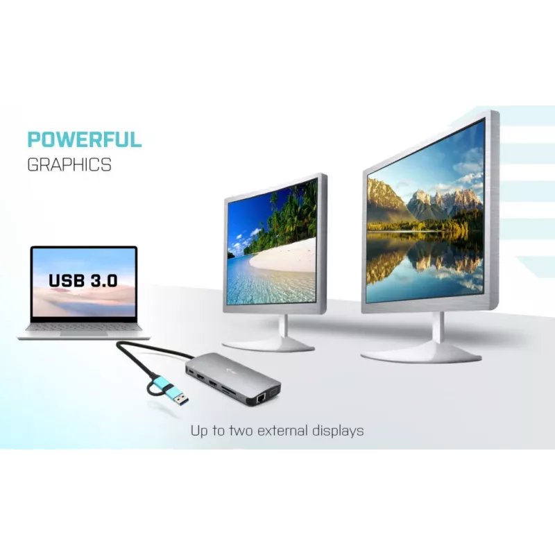 i-tec USB 3.0 USB-C/Thunderbolt 3x Display Metal Nano Dock su LAN + Power Delivery 100 W