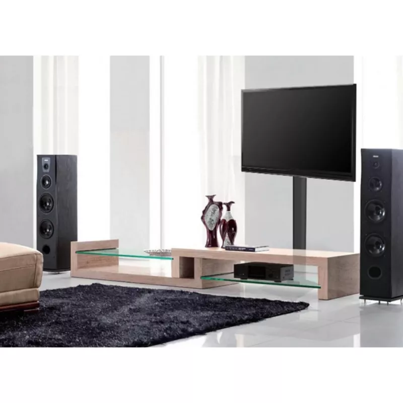 Ant grindų stovintis televizoriaus laikiklis TECHLY ICA-TR27 32–55 colių (81,3–139,7 cm), VESA 100x100–600x400, pakreipimas -15–0°, maks. apkrova 40 kg, juodas