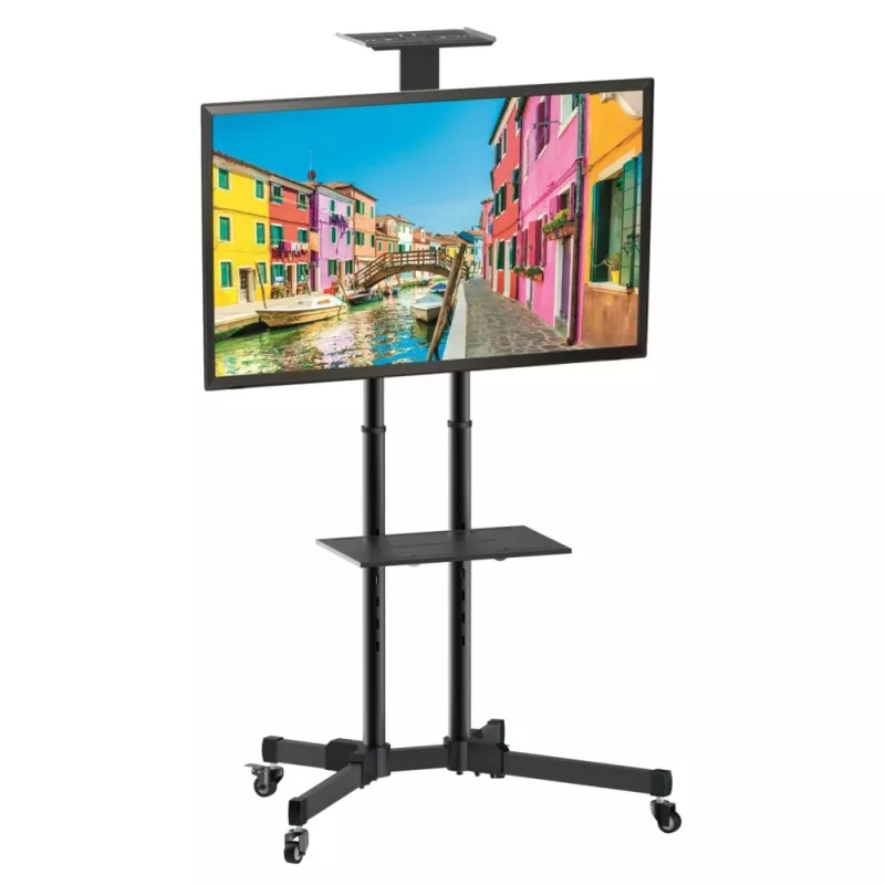Stovo montavimas ant grindų TECHLY ICA-TR16T 37–70 colių ekranams, VESA 200x200–600x400, iki 50 kg, reguliuojamas aukštis, ratukai, pasvirimas ±10° (juodas)