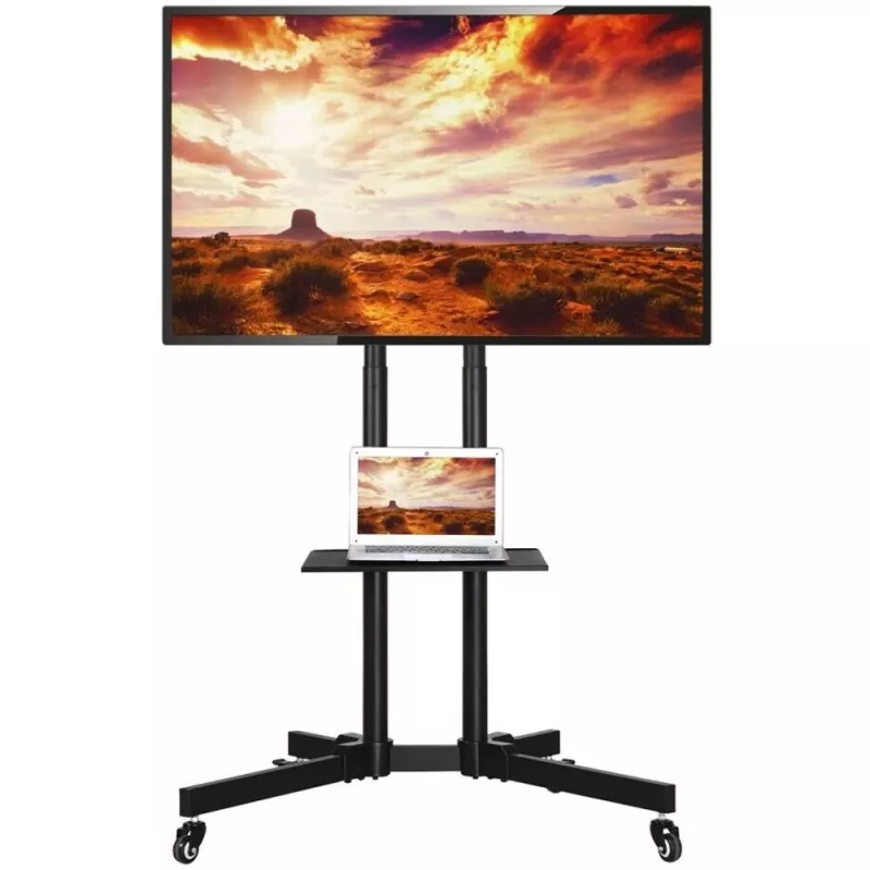 Stovo montavimas ant grindų TECHLY ICA-TR16T 37–70 colių ekranams, VESA 200x200–600x400, iki 50 kg, reguliuojamas aukštis, ratukai, pasvirimas ±10° (juodas)