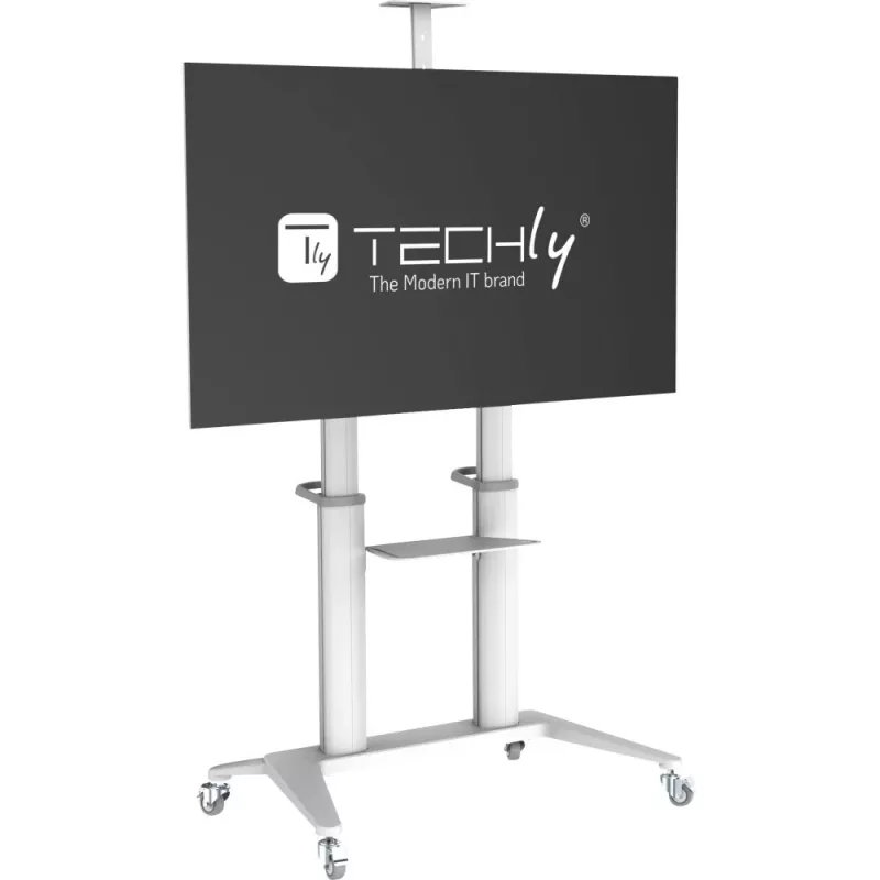 Techly ICA-TR49W multimedijos vežimėlis/stovas baltas plokščiajam ekranui