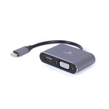 GEMBIRD Alt-DP USB Type-C į HDMI + VGA ekrano adapteris - kosminė pilka