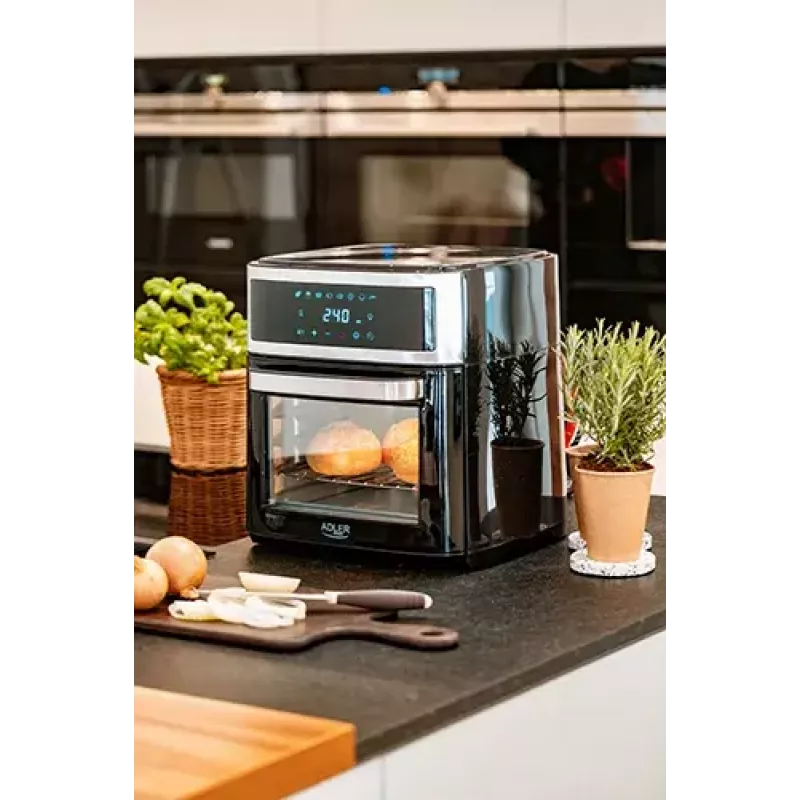 Karšto oro gruzdintuvė orkaitė Adler AD 6309 13 L 2500 W juoda/sidabrinė, jutiklinis valdymas, rotiserija