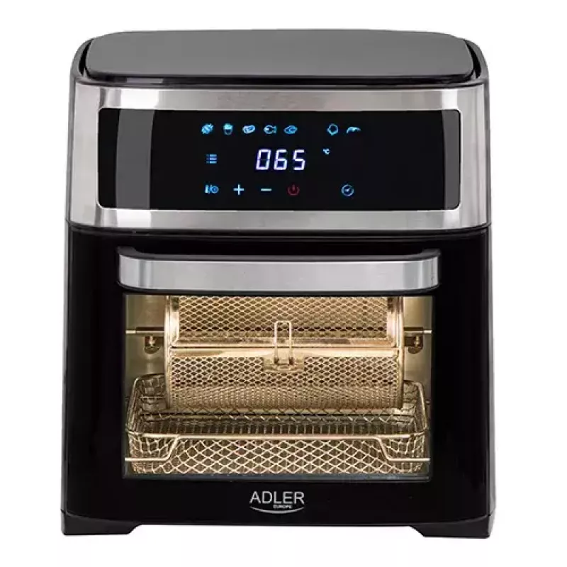 Karšto oro gruzdintuvė orkaitė Adler AD 6309 13 L 2500 W juoda/sidabrinė, jutiklinis valdymas, rotiserija