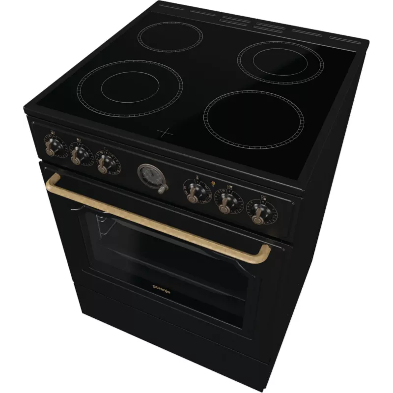 Gorenje GECS6B71CLB Laisvai pastatoma viryklė Elektrinė Keraminė kaitlentė Juoda