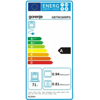 Laisvai pastatoma viryklė Gorenje GEIT6C60XPG elektrinė zoninė indukcinė kaitlentė 4 zonos