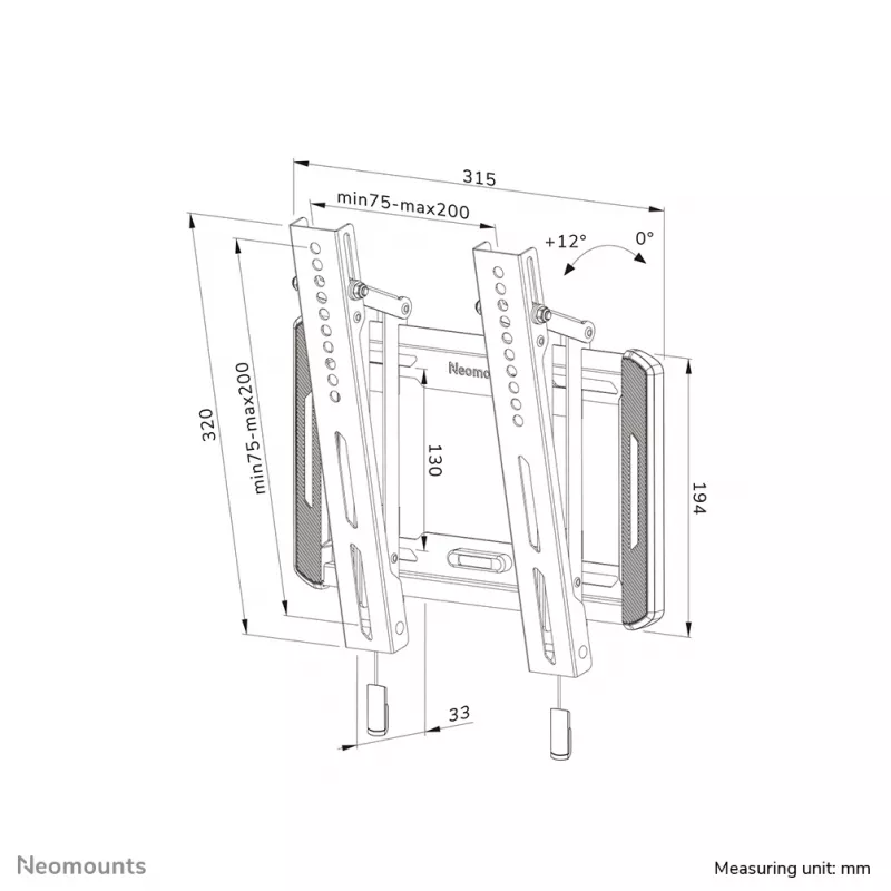 TV sieninis laikiklis Neomounts WL35-550BL12 Max 40kg 24-55in Juodas