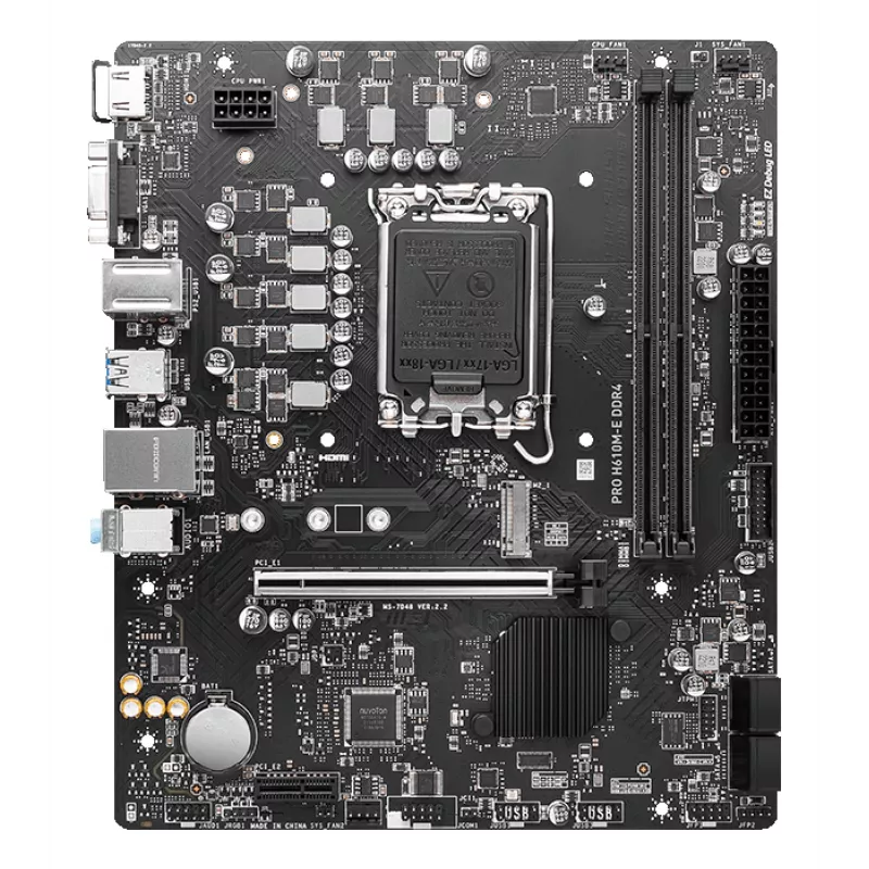 Motininė plokštė MSI PRO H610M-E DDR4 LGA 1700 micro ATX, Intel H610, 2x DDR4 DIMM, max 64GB, M.2, 4x SATA III, HDMI 2.1