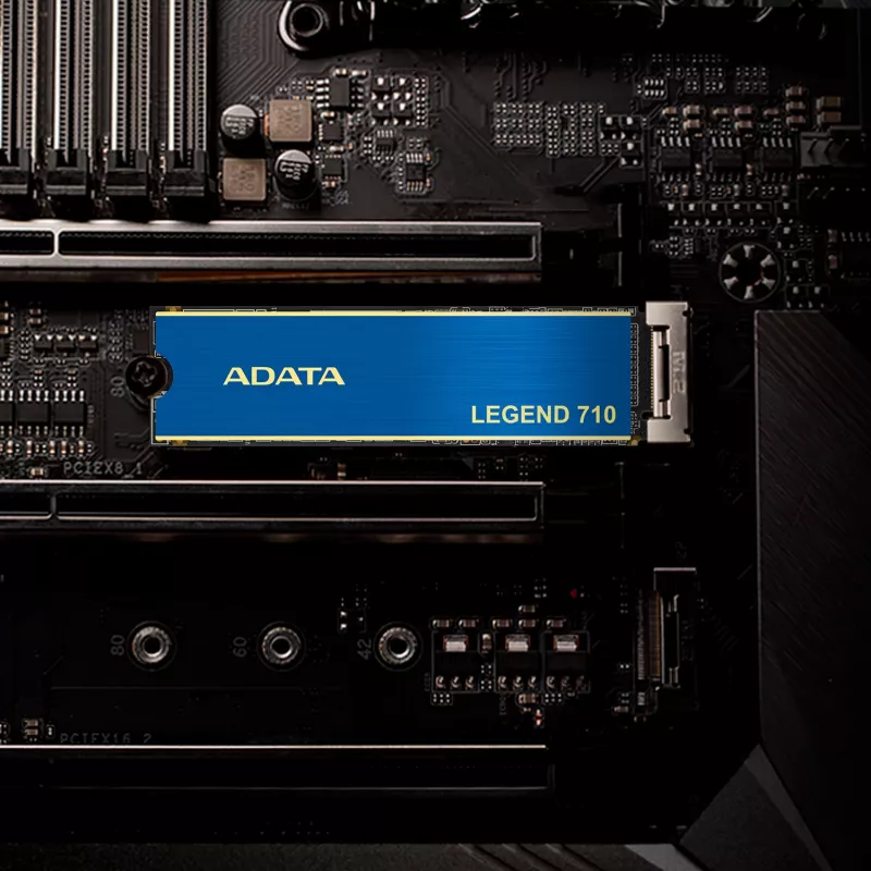 SSD M.2 ADATA LEGEND 710 256 GB — PCIe 3.0 NVMe, skaitymo greitis 2100 MB/s, rašymo greitis 1000 MB/s