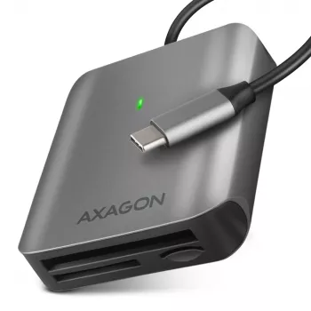 Axagon CRE-S3C Aliumininis didelės spartos USB-C 3.2 Gen 1 atminties kortelių skaitytuvas. 3 lizdai, UHS-II