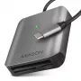 Axagon CRE-S3C Aliumininis didelės spartos USB-C 3.2 Gen 1 atminties kortelių skaitytuvas. 3 lizdai, UHS-II