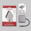 Axagon CRE-S3C Aliumininis didelės spartos USB-C 3.2 Gen 1 atminties kortelių skaitytuvas. 3 lizdai, UHS-II