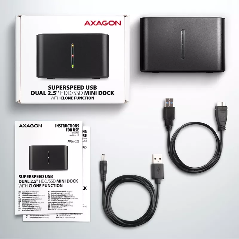 Axagon ADSA-D25 SuperSpeed USB DUAL 2,5 colio SSD/HDD MINI dokas