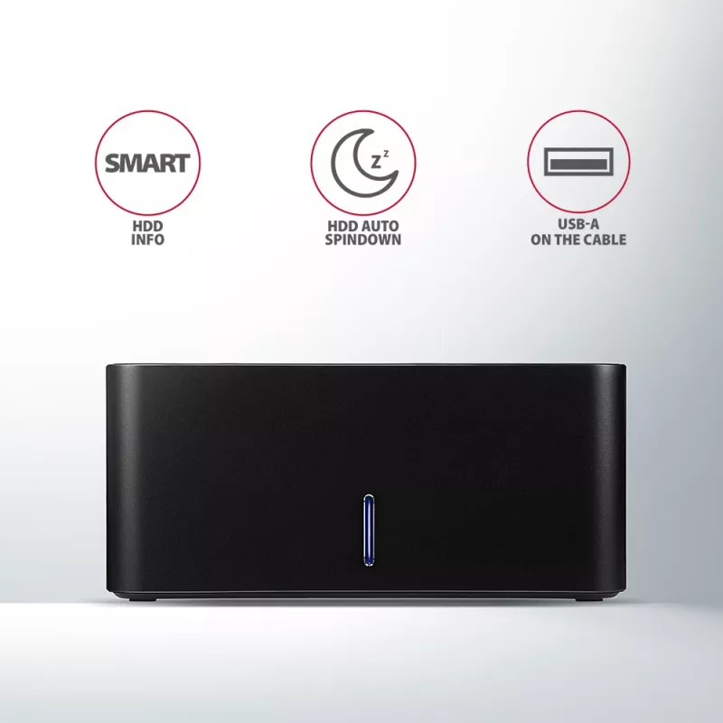 Axagon ADSA-SN stacionari diskų prijungimo stotelė USB 3.2 Gen 1 (3.1 Gen 1) Type-A Juoda