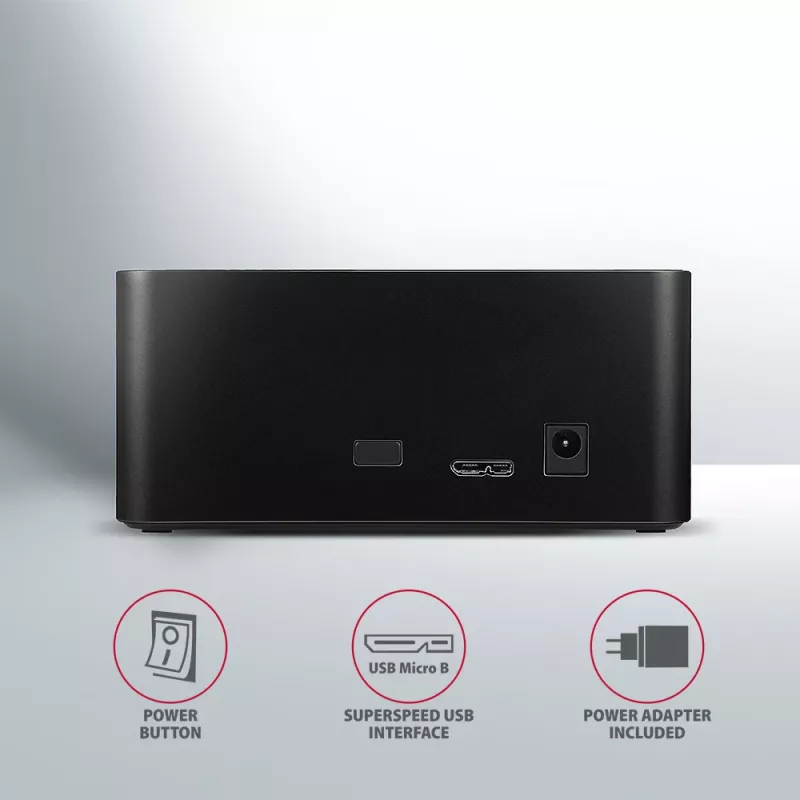 Axagon ADSA-SN stacionari diskų prijungimo stotelė USB 3.2 Gen 1 (3.1 Gen 1) Type-A Juoda