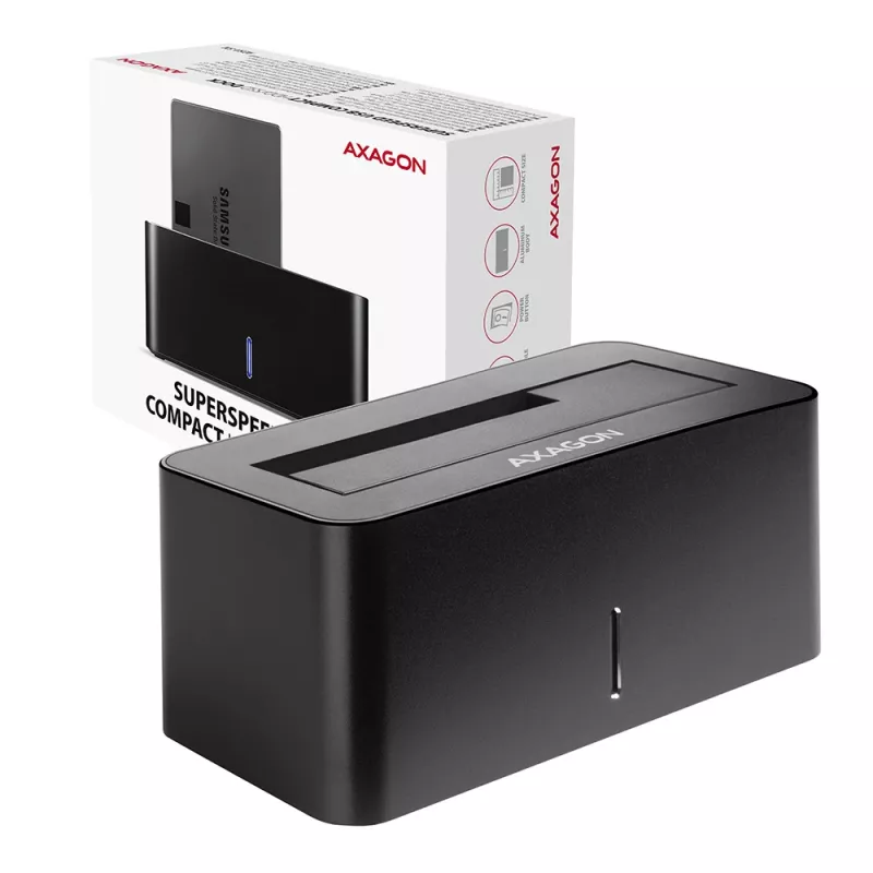 Axagon ADSA-SN stacionari diskų prijungimo stotelė USB 3.2 Gen 1 (3.1 Gen 1) Type-A Juoda
