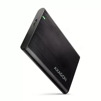 HDD/SSD dėklas AXAGON EE25-A6M — 2,5 colio SATA, USB 3.2 Gen 1 (5 Gbit/s), Micro-USB B į USB Type-A, aliuminis, juodas