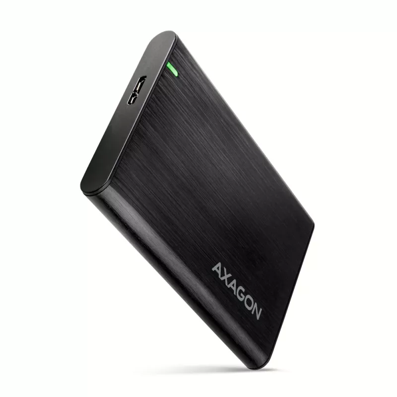 HDD/SSD dėklas AXAGON EE25-A6M — 2,5 colio SATA, USB 3.2 Gen 1 (5 Gbit/s), Micro-USB B į USB Type-A, aliuminis, juodas