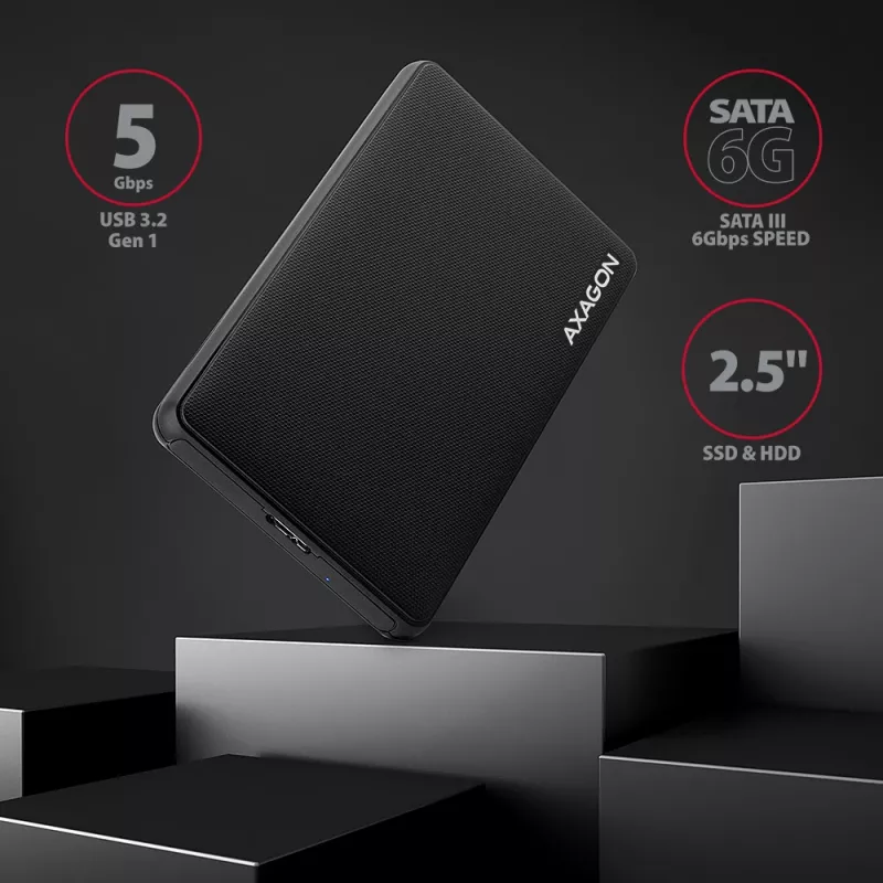 Axagon EE25-SL belaidis USB 3.2 Gen 1 - SATA 6G išorinis dėklas 2,5 colio SSD/HDD
