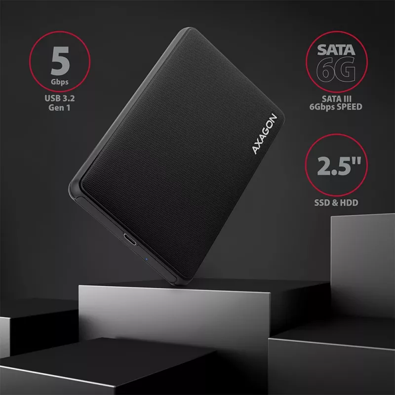 Axagon EE25-SLC Besisriegis USB-C 3.2 Gen 1 - SATA 6G išorinis dėklas 2,5 colio SSD/HDD