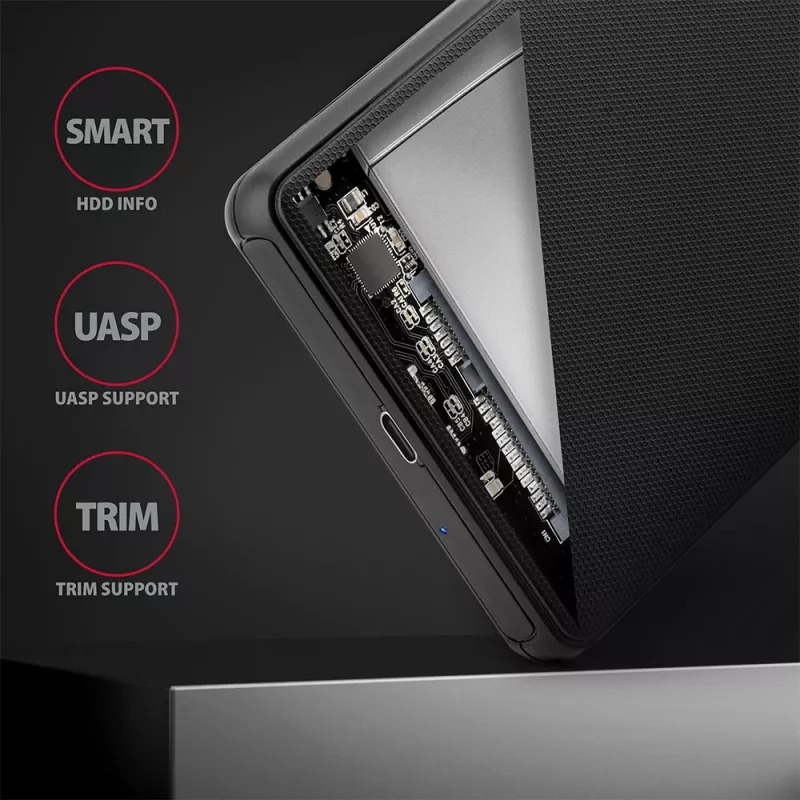 Axagon EE25-SLC Besisriegis USB-C 3.2 Gen 1 - SATA 6G išorinis dėklas 2,5 colio SSD/HDD